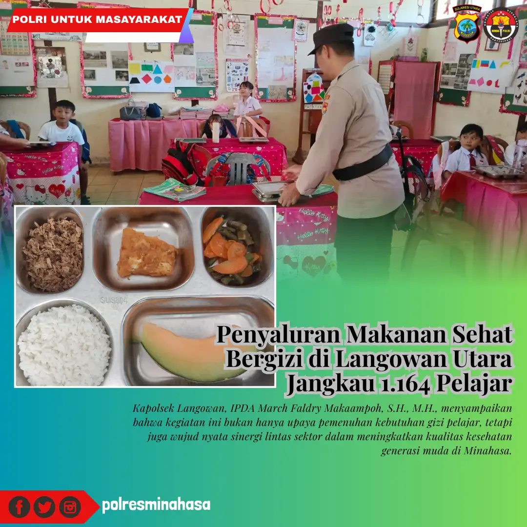 Penyaluran Makanan Sehat Bergizi di Langowan Utara Jangkau 1.164 Pelajar